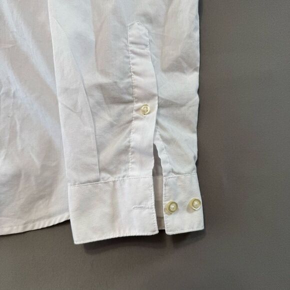 H&M White Men’s Button Down Shirt Size Large Easy Iron Cotton Polyester Blend - Picture 3 of 8